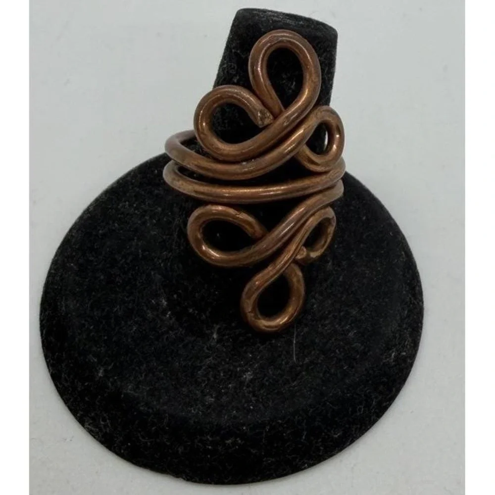 Vintage Copper Double Spiral Scroll Ring Size 6